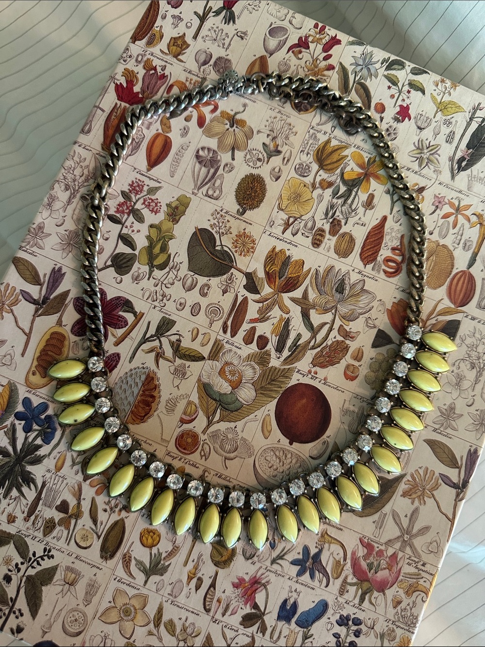 J. Crew - Neon Yellow Statement Necklace with Clear Crystal Accents